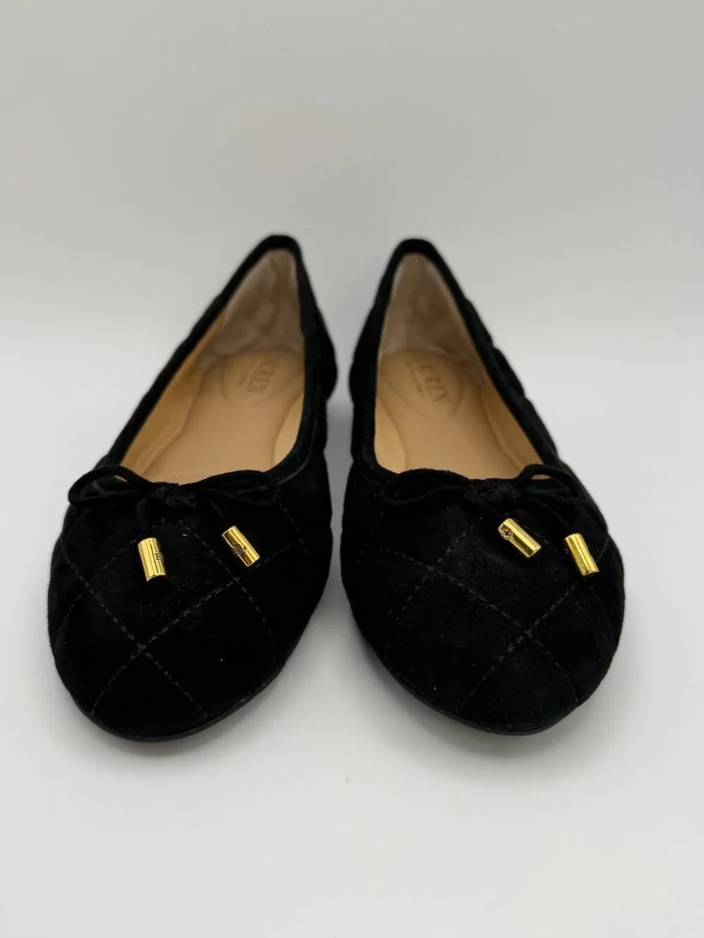 Lauren Ralph Lauren Jayna Women's Black Velvet Quilted Ballet Flats Bow US 5.5 B